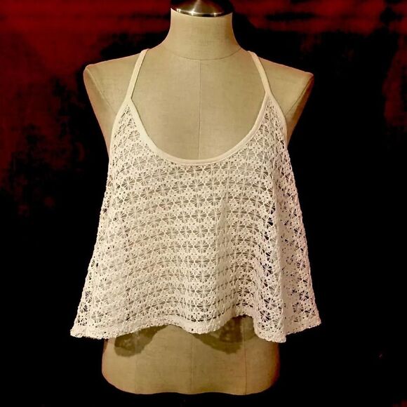 Victoria Secret Pink Racerback Lace Crop Top Size Small - Picture 1 of 8